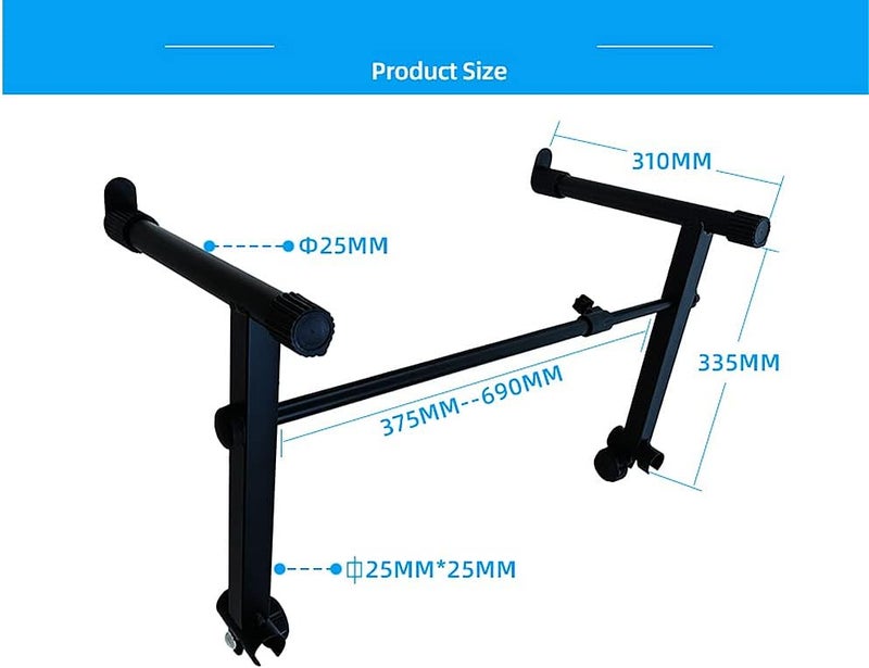 WEEGEEKS 2 Tier Keyboard Stand Attachment Adjustable Electric Digital Piano Stand for 54 - 88 Key Music Keyboards Rack Holder Adjustable Width 15-27 inch Music Instrument Accessories - Image 3